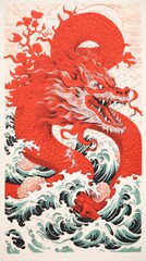 Poster - Chinese dragon drawing representation creativity.