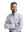 © kite_rin - Portrait of handsome smiling young man with folded arms isolated transparent PNG, Joyful cheerful casual businessman with crossed hands studio shot