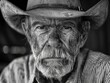 © vefimov - A man wearing a traditional cowboy hat in a classic monochrome photo