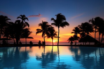 Poster - Tropical resort swimming pool tree outdoors tropical.