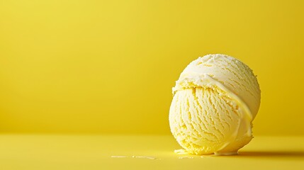 Wall Mural - Scoop of yellow ice cream isolated on yellow background