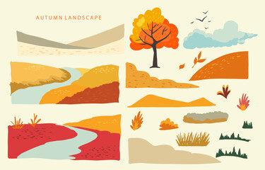 Wall Mural - set of element object autumn season for card design