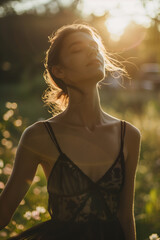 Poster - Happy young girl outdoor