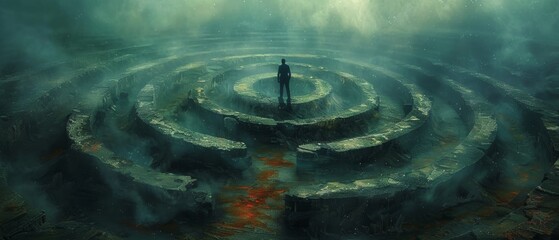 Wall Mural - A man stands in the middle of a maze