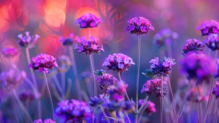 Canvas Print - Verbena bonariensis flowers display two shades of small purple blooms