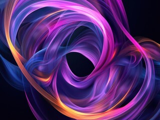 Wall Mural - abstract digital artwork of swirling fractal patterns in neon colors creating an illusion of depth a