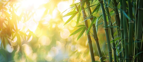 Poster - Strong and versatile bamboo trees with a nature background and copy space image.