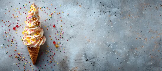 Aufkleber - Christmas tree cone-shaped dessert displayed on a concrete background with room for text or other design elements, creating a festive and delicious New Year's concept.