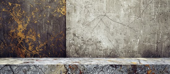 Leinwandbilder - Abstract background with a choice between a concrete wall or marble wall, both having copy space image.
