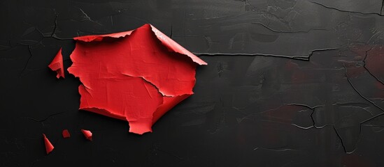 Aufkleber - A torn red hole with copy space image on a black background, suitable for a message or ad template.