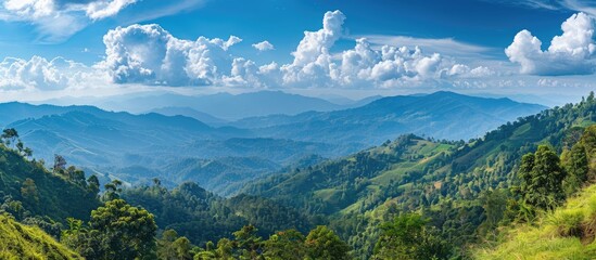 Poster - Scenic mountain landscapes at Doi Mae U Kho in Mae Hong Son, featuring a picturesque view with copy space image.