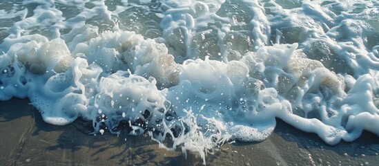 Aufkleber - Close-up of a foamy wave in a clear coastal sea/ocean with a copy space image.