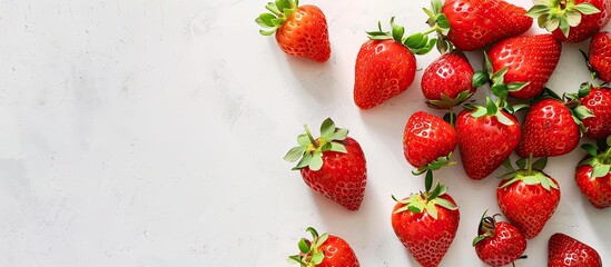 Sticker - White paper background with copy space image for text alongside a vibrant fresh strawberry.