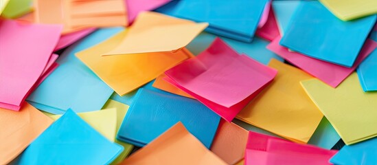 Canvas Print - Close-up image focusing on a cluster of sticky notes with copy space image.