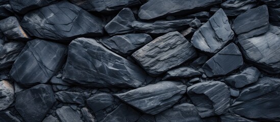 Fototapete - Black stone textures as background for designing with copy space image.