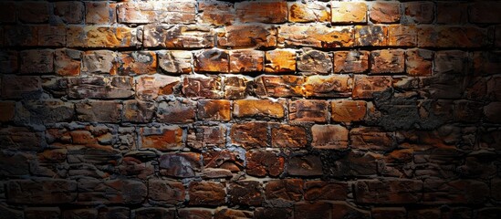 Poster - Indoor brick wall lit up, ideal for a copy space image.