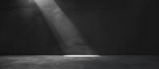 Leinwandbilder - Abstract black textured backdrop illuminated by a spotlight in copy space image.