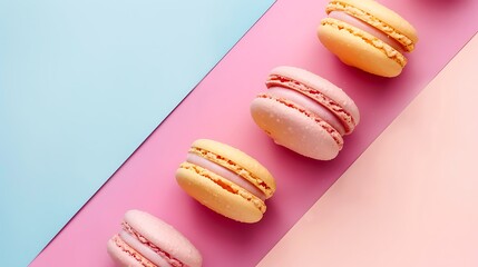 Wall Mural - Macarons isolated on colorful background