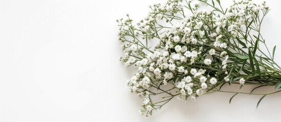 Aufkleber - White background with Limonium bouquet, copy space image.