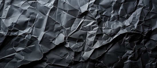 Poster - Crumpled paper with a dark texture placed on a black background creates an eye-catching copy space image.