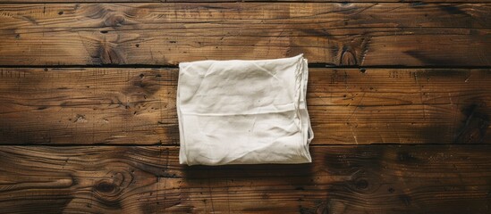 Aufkleber - Top view mockup with copy space image of a cloth napkin on a rustic wooden table.