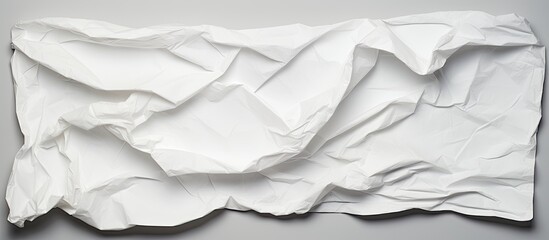 Poster - Crumpled white paper with a textured appearance against a plain background, suitable for placing text or images for a creative project.