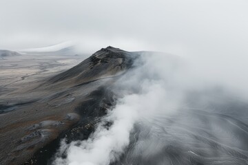 Canvas Print - a mountain with a cloud of smoke coming out of it