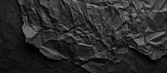 Poster - Crumpled paper with a dark texture placed on a black background creates an eye-catching copy space image.