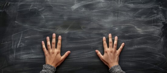 Poster - Hands displaying a summary on a blackboard with ample copy space image.