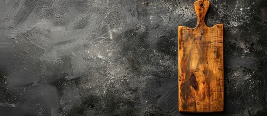 Canvas Print - A vintage wooden cutting board displayed against a black and white background with space for text or images.