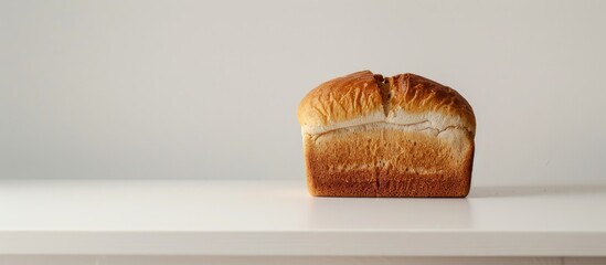 Poster - A loaf of bread displayed on a clean white surface, highlighting the simplicity of the design with ample space for additional visuals - a copy space image.