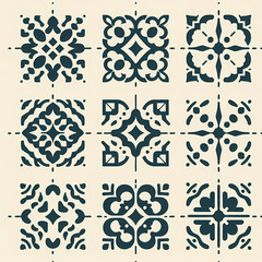 minimalist vector image featuring seamless pattern portuguese tiles simple geometric designs neutral background