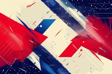 a modern minimalist banner with abstract patterns incorporating the colors of the french flag.