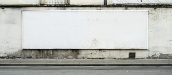 Poster - Street wall showing a big blank billboard, banners with available copy space image slot.