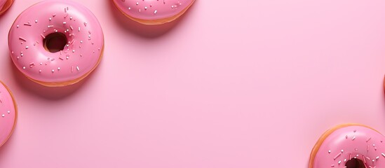 Poster - Background featuring pink and beige donuts with copy space image.