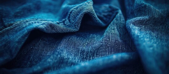 Aufkleber - Fashionable design displayed on denim fabric, offering a classic blue jeans background with empty copy space image and selective focus.