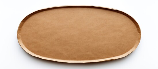 Leinwandbilder - An oval brown kraft paper label on a white background with a clipping path, shot from above to create a space for adding text. The image features copy space.