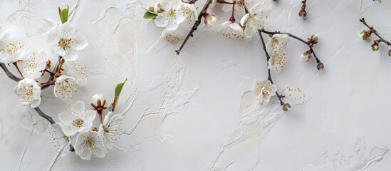 Aufkleber - Flowering branches set in a postcard layout, with white space for text in the picture.
