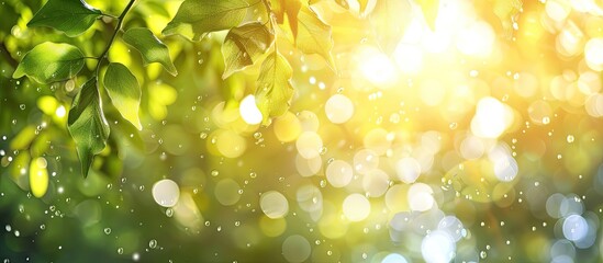 Canvas Print - Abstract blurred foliage and bright summer sunlight beautifully create a bokeh background with a copy space image.