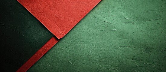 Poster - An attractive composition showcasing divided sections of textured green and red paper separated by a diagonal border, perfect for a copy space image.