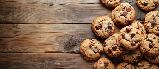 Poster - A frame of cookies displayed on a rustic wooden surface creates an inviting copy space image.