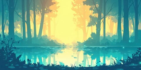 Sticker - Tranquil Forest and Lake