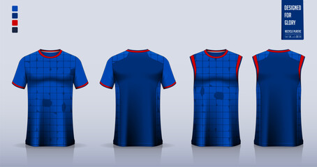 Canvas Print - Soccer jersey, football kit, sportswear, basketball uniform, tank top, running singlet or t-shirt mockup. Fabric pattern design. 