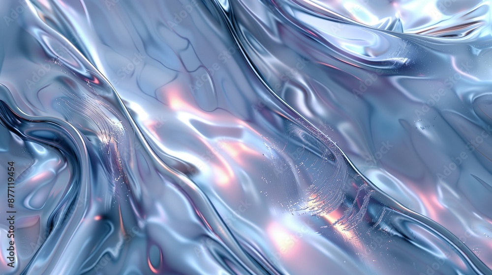 Iridescent metallic silver fluid texture background image. Subtle light ...