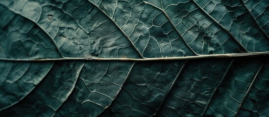 Leinwandbilder - Detailed close-up of leaf texture with copy space image.