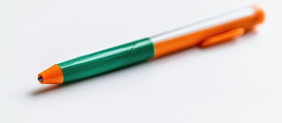 Poster - Isolated on a white background, an orange and green marker with copy space image.