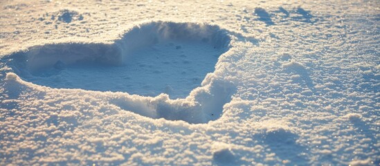 Aufkleber - A heart-shaped figure carved into the snow with a blank area for additional content, known as a copy space image.