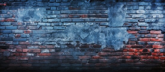 Canvas Print - Grunge background with dark brick wall texture and copy space image.