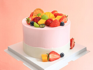 Wall Mural - A close-up of a pink cake