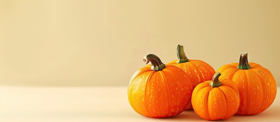 Poster - Autumn harvest concept featuring small orange pumpkins in a copy space image.